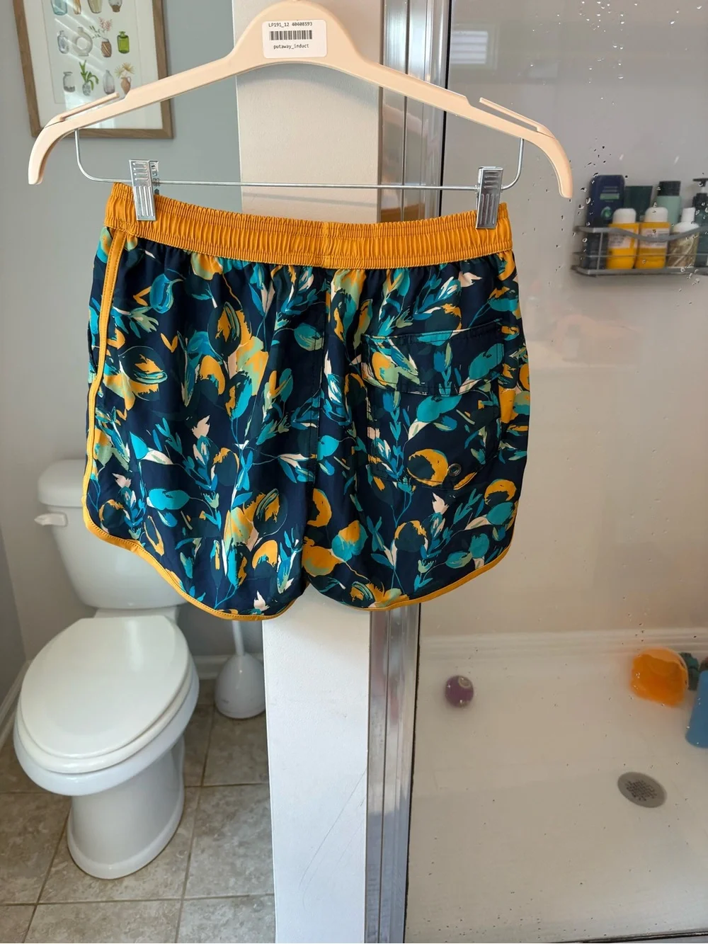 Maamgic Men's XS Swim Trunks Navy Floral Print Lined Quick Dry Board Shorts